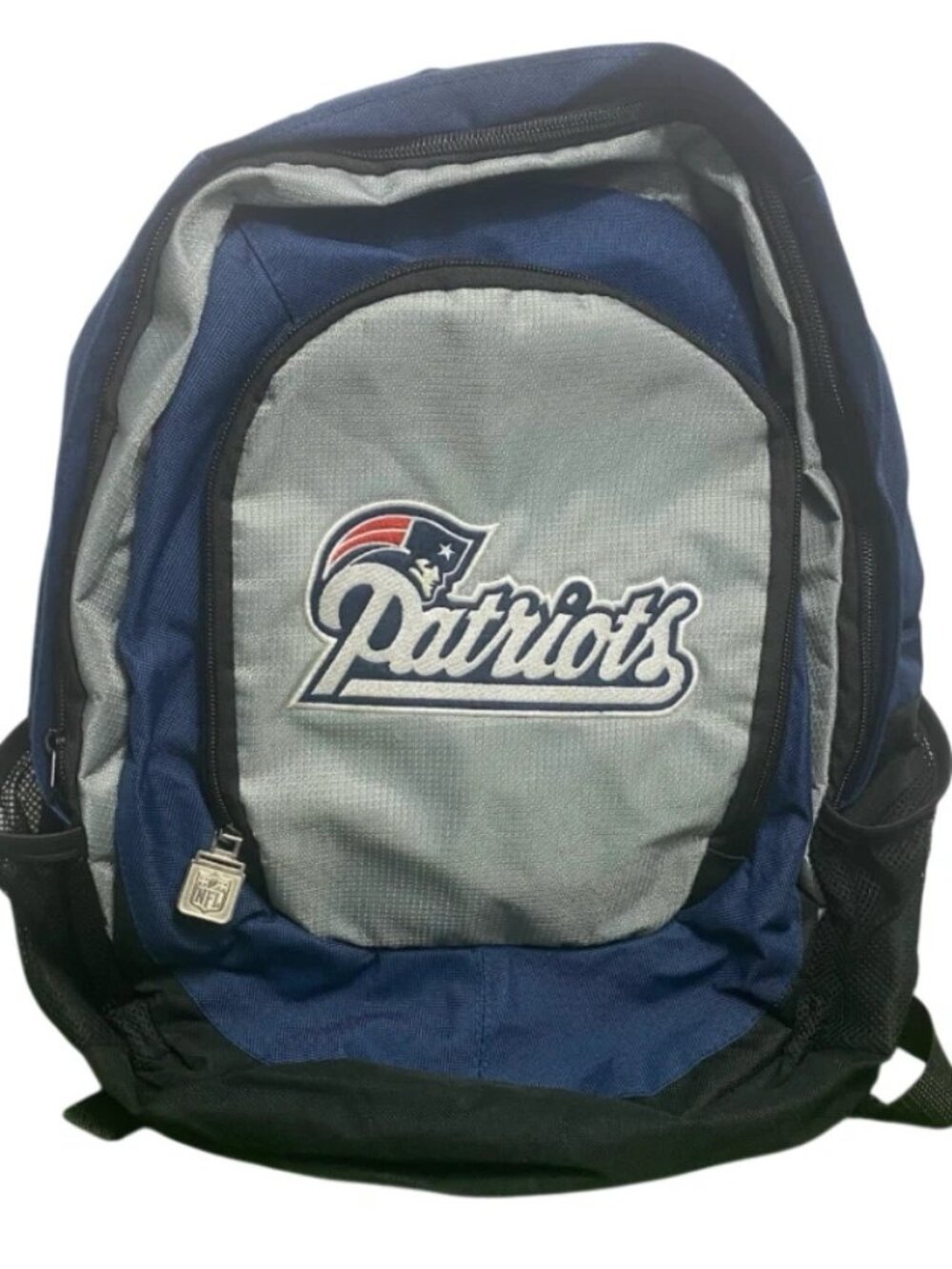 NFL New England Patriots Gray Blue School Travel Backpack Bag